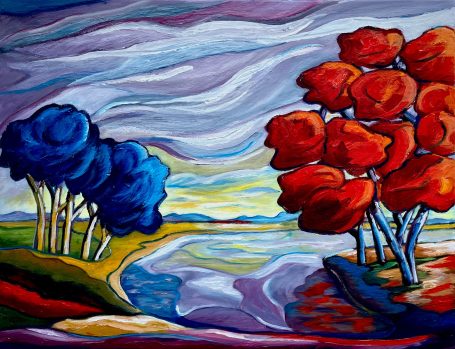 40-en CAMARGUE les étangs 60x50